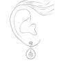 Silver Cubic Zirconia 1&quot; Floating Teardrop Drop Earrings,