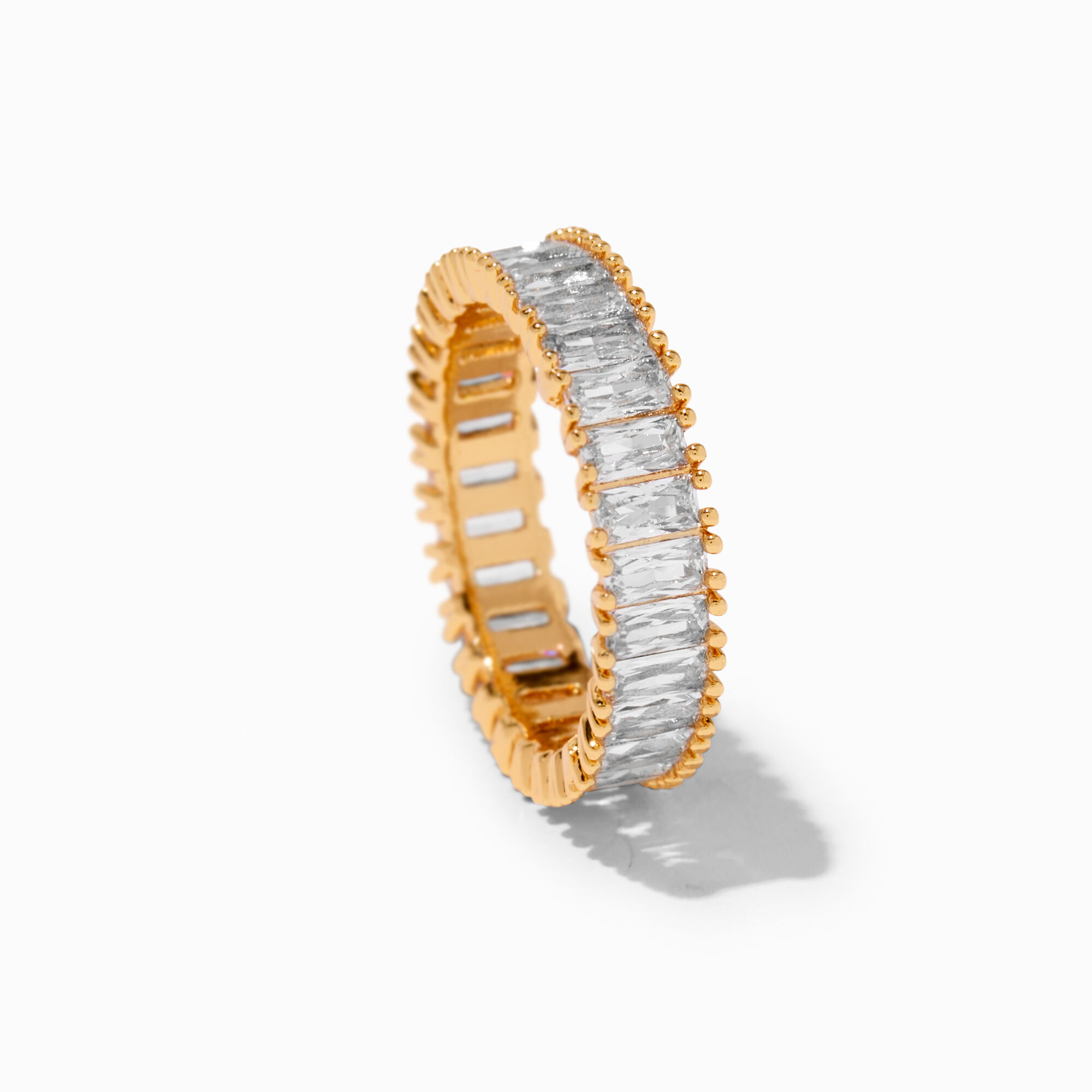 Cubic zirconia eternity clearance rings yellow gold