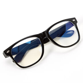 Solar Blue Light Reducing Retro Clear Lens Frames - Black,