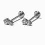 ICING Select Silver-tone Titanium Cubic Zirconia Stack Flat Back Stud Earrings,