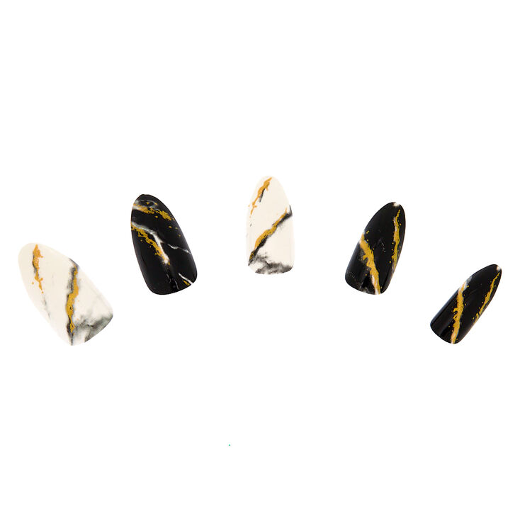 Marble Faux Nail Set - Gold, 24 Pack,