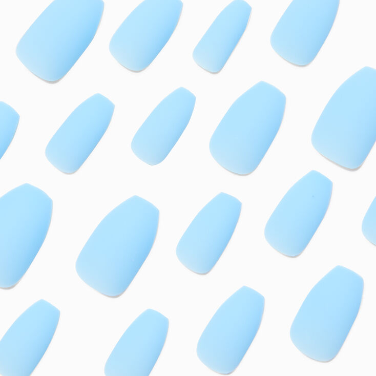 Pastel Matte Blue Coffin Vegan Faux Nail Set - 24 Pack,