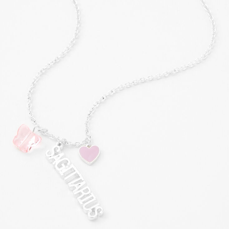 Silver Zodiac Charm Pendant Necklace - Sagittarius,