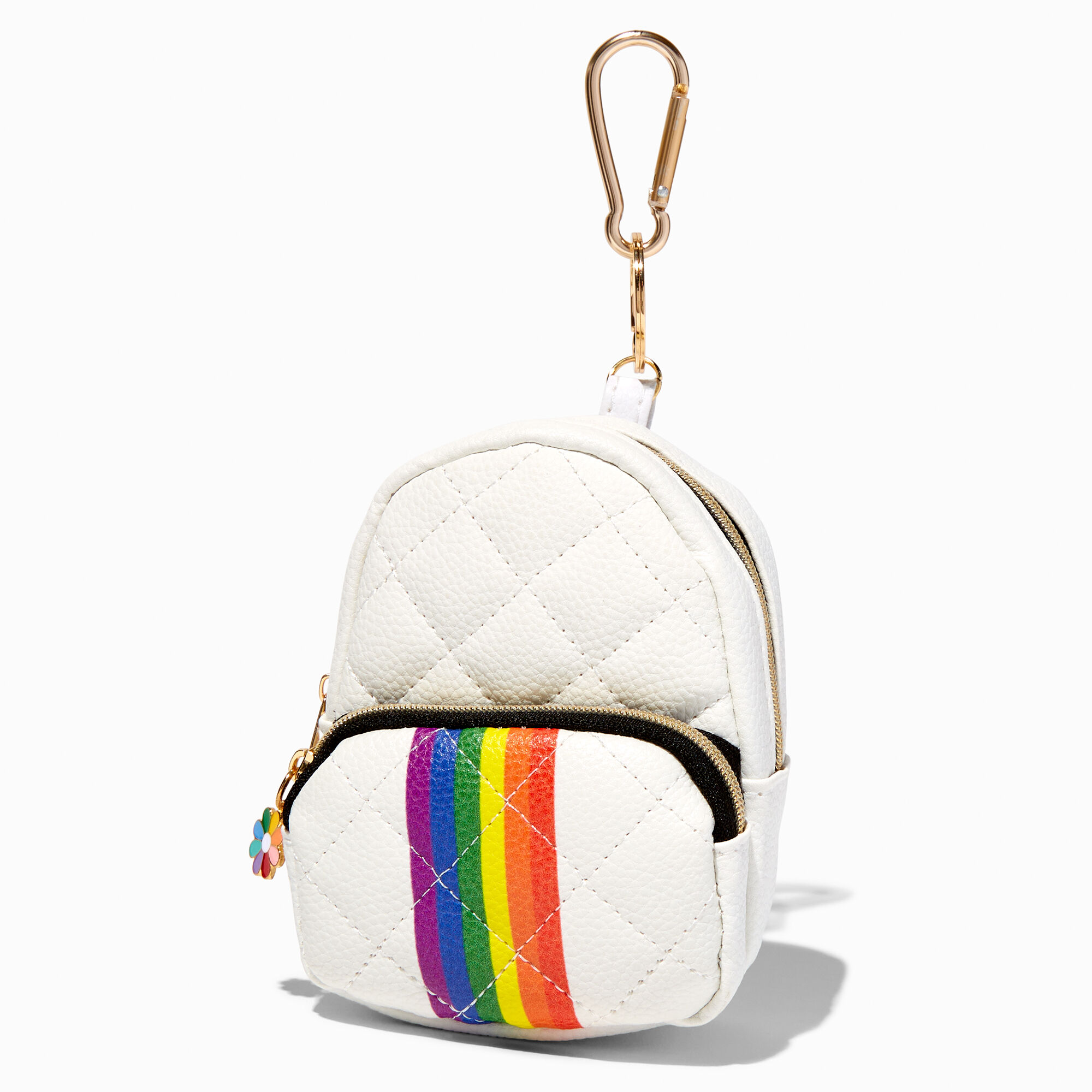 Rainbow Stripe Mini Backpack Keychain Icing US