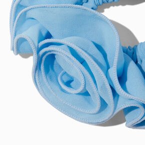 Blue Sheer Rose Design Medium Hair Scrunchie,