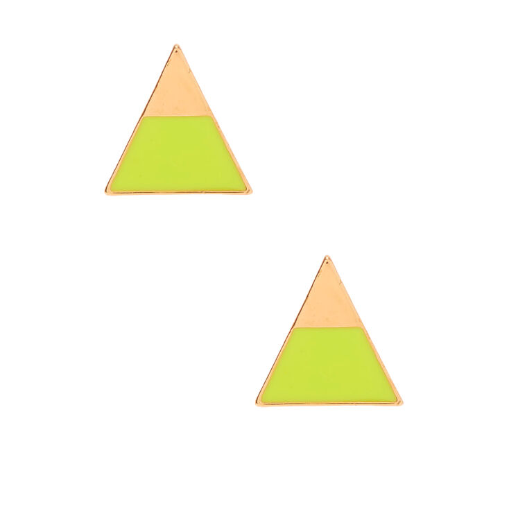 Gold Triangle Neon Stud Earrings - Yellow,