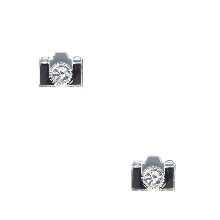 Sterling Silver Camera Stud Earrings,