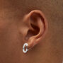Silver Embellished Crystal Clip On Huggie Hoop Earrings - 3 Pack,