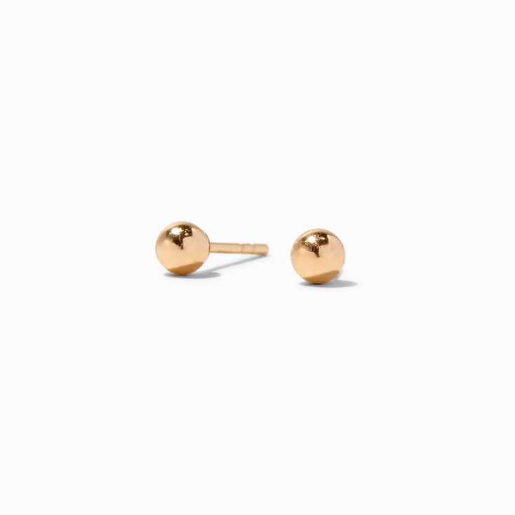 14K Gold 3MM Ball Stud Earrings,