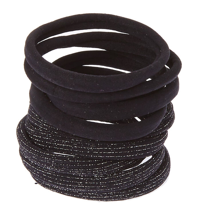 Black Glitter Rolled Hair Ties,