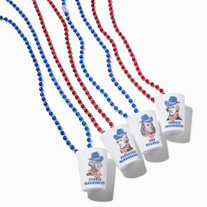 Fourth of July Beaded Shot Glass Necklaces - 4 Pack,