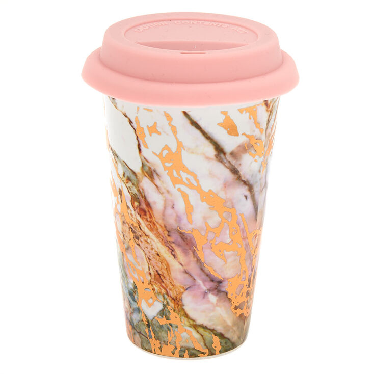 Ceramic Marble Travel Mug - Rose Gold,