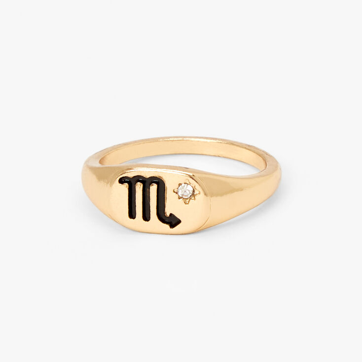 Gold Zodiac Signet Ring - Scorpio,