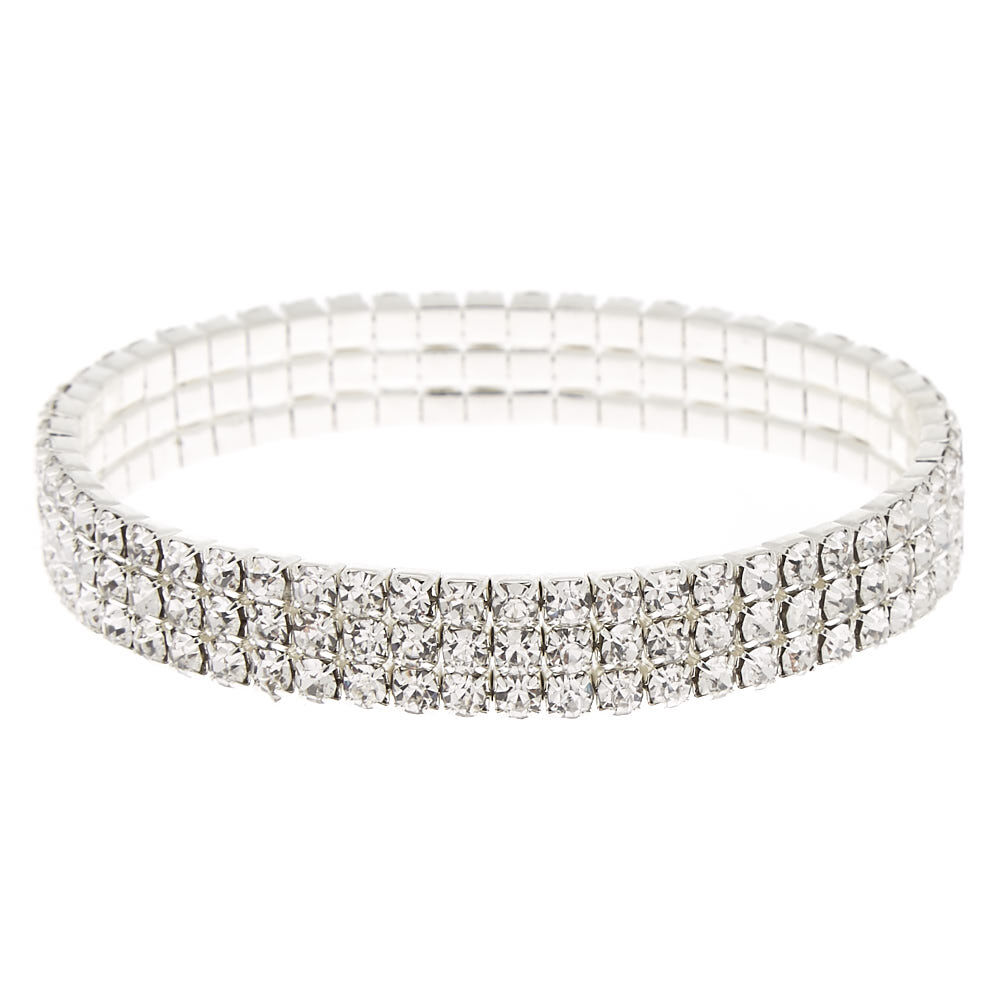 Silver Rhinestone Stretch Bracelet
