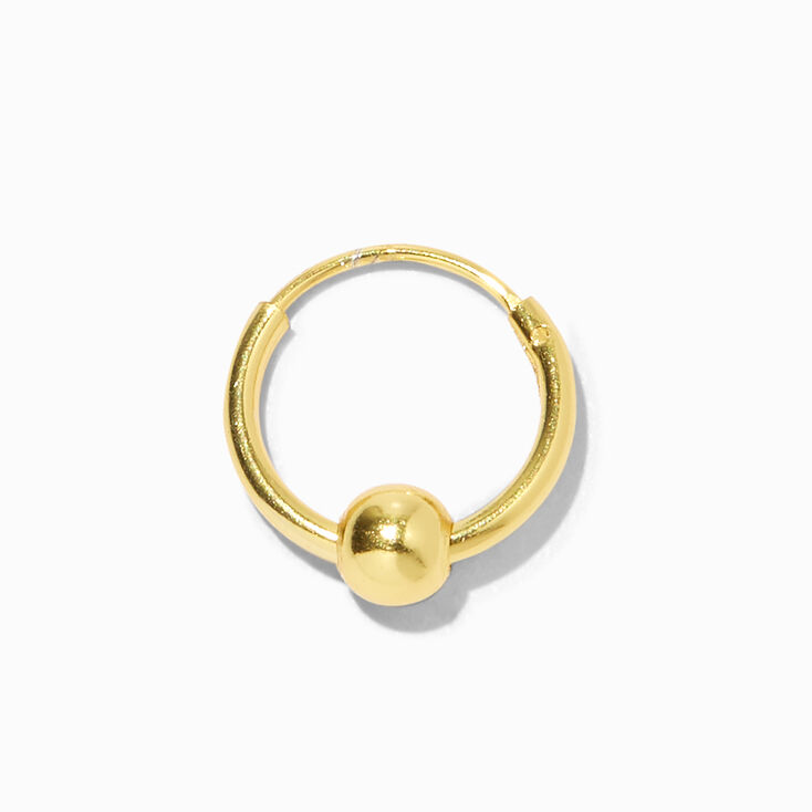 Sterling Silver Gold 22G Ball Hoop Nose Ring,