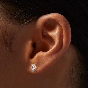 Icing Select 18k Rose Gold Plated Cubic Zirconia Flower Stud Earrings,