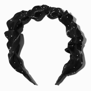 Black Satin Ruffled Headband,