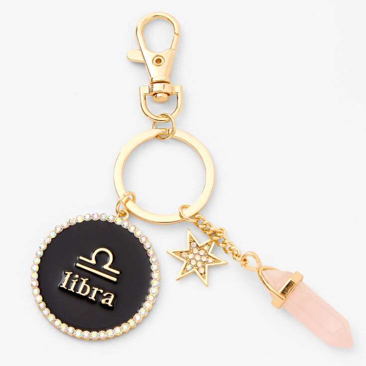 Gold Mystical Gem Zodiac Keychain - Libra,