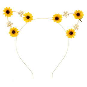 Sunflower Cat Ear Headband - Yellow,