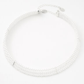 Silver Pearl Rigid Choker Necklace,