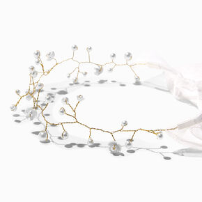 Pearl &amp; Gold Branch Veil Headband,