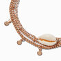 Cowrie Shell Gold-tone Triple Chain Bracelet,