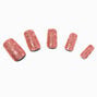 Rose Gold Glitter Long Square Vegan Faux Nail Set - 24 Pack,