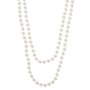60&quot; White Pearl Necklace,