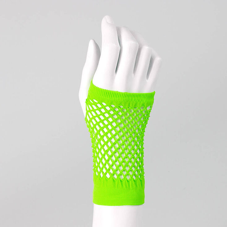 Neon Flash Fishnet Gloves - Green,