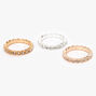 Mixed Metal Embellished Studded Midi Rings - 3 Pack,