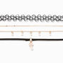 Blush Pink Mushroom Gold &amp; Black Tattoo Choker Necklaces - 4 Pack,
