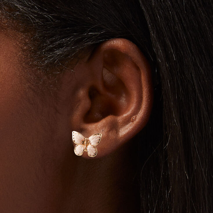 Pink Thread Butterfly Stud Earrings,