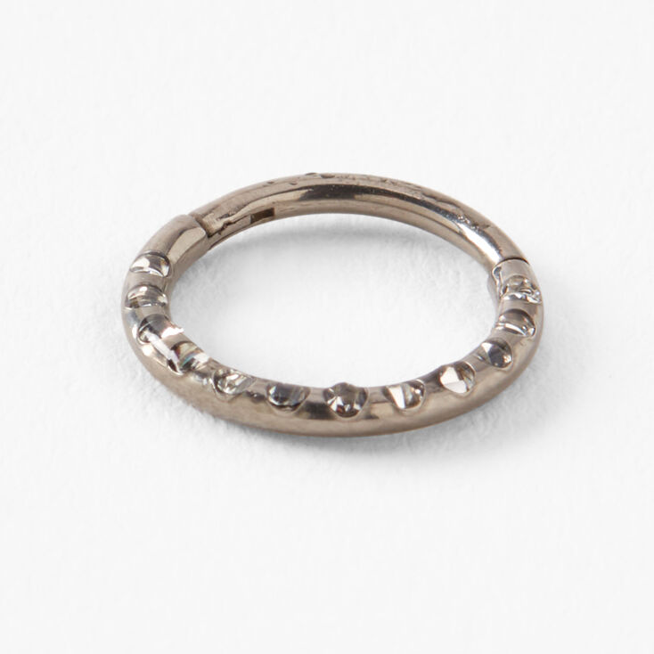 Silver Titanium 18G Studded Hoop Nose Ring,