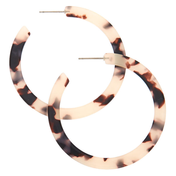 Gold 50MM Thin Tortoiseshell Hoop Earrings,
