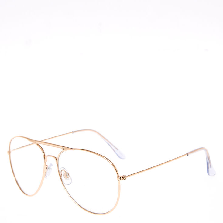 Rose Gold Aviator Clear Lens Frames,