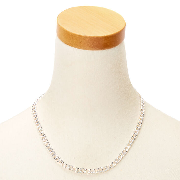 Silver Embellished Mini Chain Link Necklace,