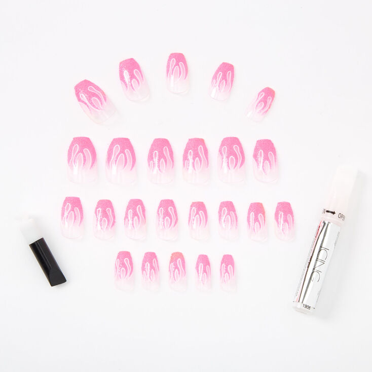 Glow In The Dark Flame Coffin Faux Nail Set Pink 24 Pack Icing Us They have been developed and produced to the highest quality. glow in the dark flame coffin faux nail set pink 24 pack