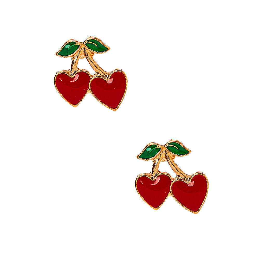 Cherry shop heart earrings