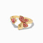 Pink Crystal Butterfly Ring Set - 6 Pack,