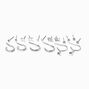 Silver-tone Butterfly Crystal Hoop &amp; Stud Earrings Stackables Set - 9 Pack,