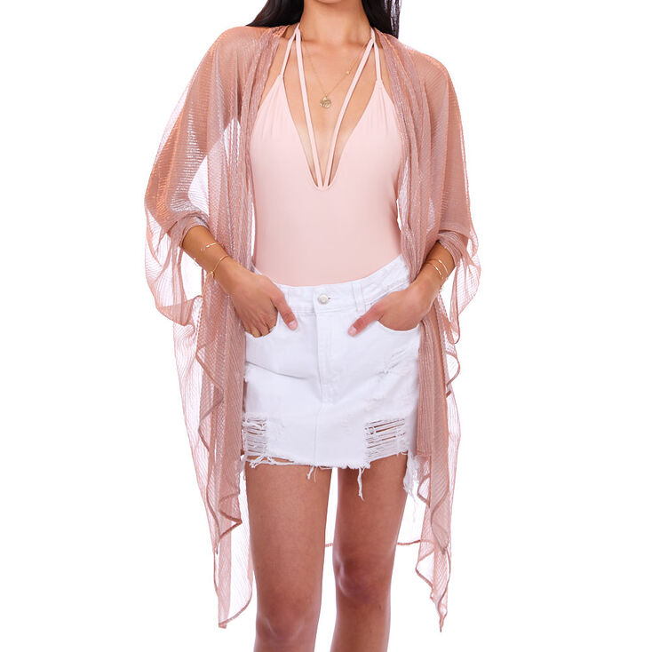 Sheer Shimmer Kimono - Rose Gold,