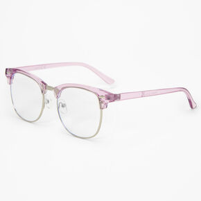 Solar Blue Light Reducing Lavender Browline Clear Lens Frames,