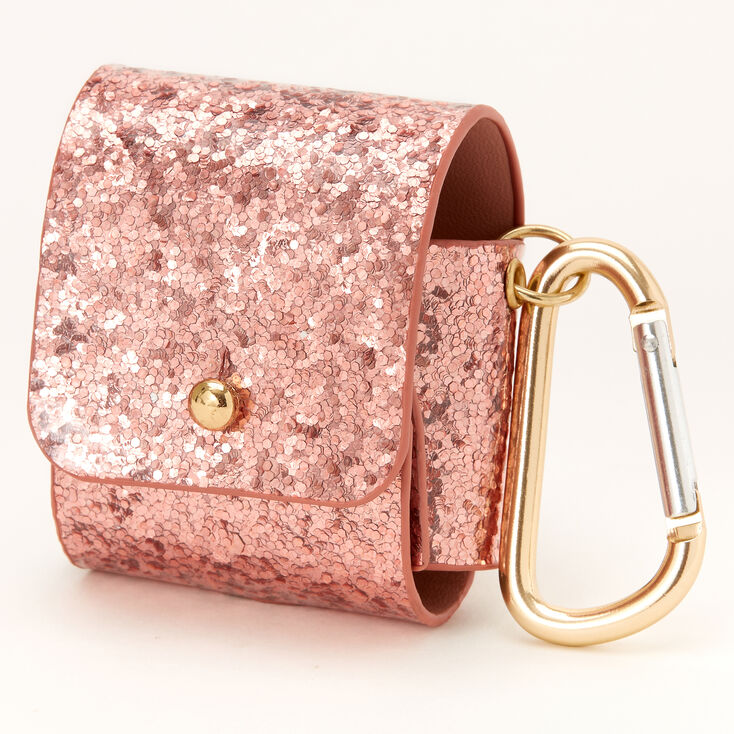 Rose Gold Chunky Glitter Earbud Pouch Case Cover - Compatible With Apple AirPods&reg;,