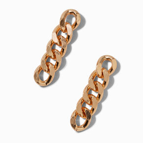 Gold-tone Curb Chain 2&quot; Drop Earrings,