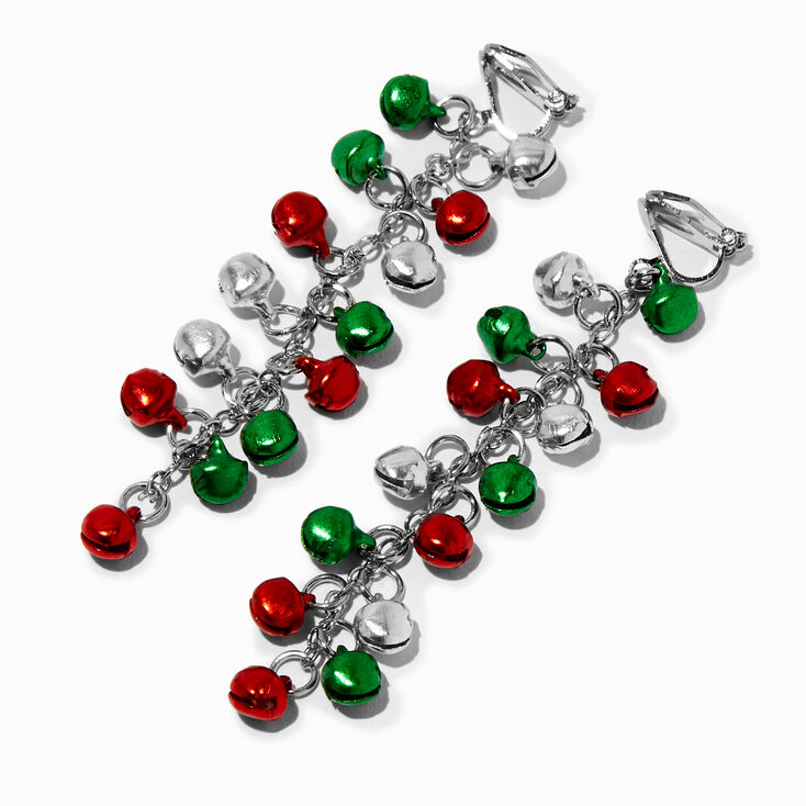 Jingle Bells 3&quot; Clip-On Drop Earrings,