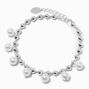 Silver-tone Pearl Charm Chain Bracelet,