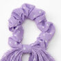 Small Polka Dot Pleated Scarf Hair Scrunchie - Lilac,