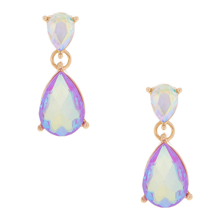 Iridescent Lilac Teardrop Drop Earrings,