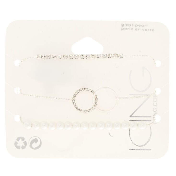 Silver Embellished Adjustable Bracelets - 3 Pack,