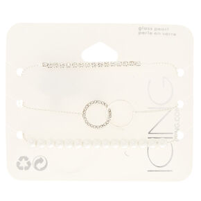Silver Embellished Adjustable Bracelets - 3 Pack,
